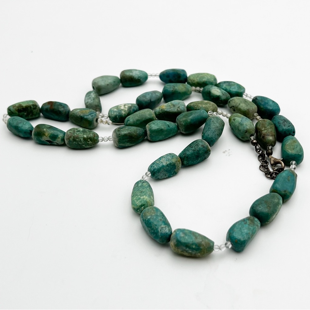 Barse Vintage 925 Sterling Silver Strong Long Chunky Turquoise Necklace